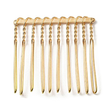 Iron Hair Comb Findings, Light Gold, 35.5~36.5x36~38.5x3~4mm