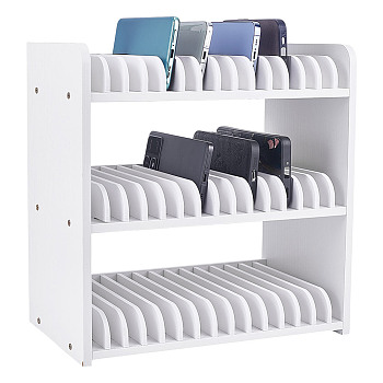 45-Grid Wooden Cell Phone Storage Box, Mobile Phone Holder, Desktop Organizer Storage Box for Classroom Office, White, Finished Product: 190x310x320mm