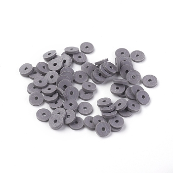 Eco-Friendly Handmade Polymer Clay Beads, Disc/Flat Round, Heishi Beads, Slate Gray, 6x1mm, Hole: 2mm, about 23500pcs/1000g