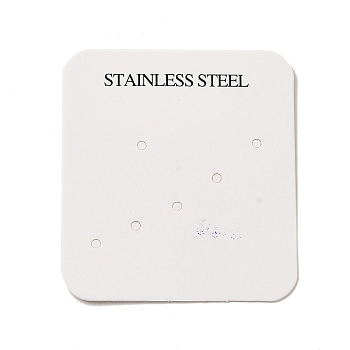 Paper Display Card with Word Stainless Steel, Used For Earrings, Square, White, 5.5x5x0.05cm