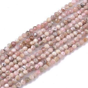 Natural Rhodochrosite Beads Strands, Faceted, Round, 2mm, Hole: 0.3mm, about 199pcs/strand, 15.35 inch(39cm)