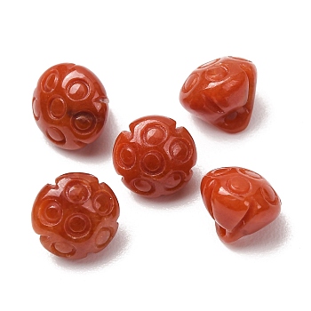 Dyed Natural Myanmar Jade Carved Pendants, Cone Charms, Red, 9~9.5x11mm, Hole: 1~1.2mm