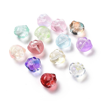 Transparent Spray Painted Glass Beads, Cat Paw Print, Mixed Color, 11x12x8.5mm, Hole: 1.2mm