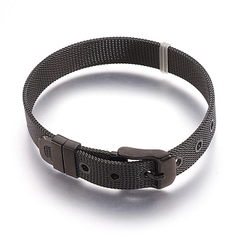 304 Stainless Steel Watch Bands, Watch Belt Fit Slide Charms, Gunmetal, 8-1/2 inch(21.5cm), 10mm