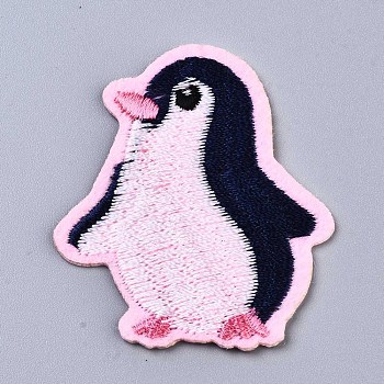 Penguin Appliques, Computerized Embroidery Cloth Iron on/Sew on Patches, Costume Accessories, Pearl Pink, 50.5x42x1mm