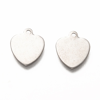 304 Stainless Steel Charms, Laser Cut, Heart, Stainless Steel Color, 9.7x9.5x1mm, Hole: 1.4mm
