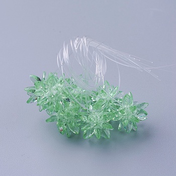 Glass Woven Beads, Flower/Sparkler, Made of Horse Eye Charms, Light Green, 13mm
