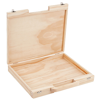 Wood Storage Boxes with Handles, Rectangle, BurlyWood, 30.2x27x4.3cm