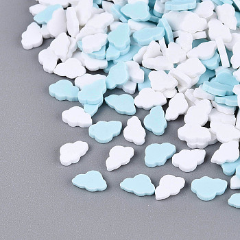 Handmade Polymer Clay Cabochons, Cloud, Flat Back, White, 6~6.5x4x1mm, about 17857pcs/500g
