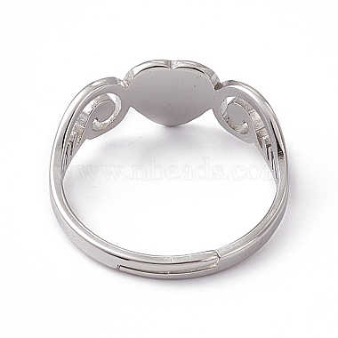 Non-Tarnish 201 Stainless Steel Heart Adjustable Ring for Women(RJEW-K242-01P)-2