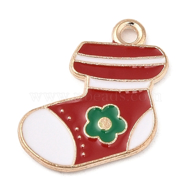 Light Gold Christmas Socking Alloy+Enamel Pendants