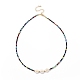 Shell Sunflower & Glass Beaded Necklace for Women(NJEW-JN03910-05)-1