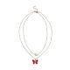 Glass Butterfly & Natural Pearl Pendants Double Layer Necklace with Clear Cubic Zirconia(NJEW-TA00043-03)-1