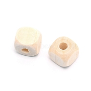 (Clearance Sale)Natural Wooden Beads, Large Hole Beads, Square, Bisque, 12x12x12mm, Hole: 4.5mm(WOOD-TAC0008-07B)