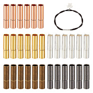 30 Sets 5 Colors Brass Bayonet Clasps, Column, Leather Cord Clasps Findings, Mixed Color, 17x4mm, Hole: 2.7mm, 6 sets/color(KK-OC0001-37C)