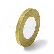 Glitter Metallic Ribbon, Sparkle Ribbon, DIY Material for Organza Bow, Double Sided, Golden, Size: about 3/8 inch(10mm) wide, 25yards/roll(22.86m/roll), 10rolls/group, 250yards/group(RS10mmY-G)