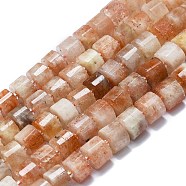 Natural Sunstone Beads Strands, with Seed Beads, Column, 10.5x6~7mm, Hole: 1mm, about 42pcs/strand, 16.14''(41cm)(G-K245-C08-04)