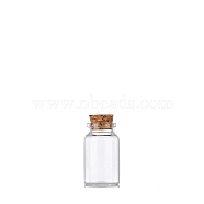 Glass Empty Wishing Bottle, with Cork Stopper, Column, Clear, 3x5cm, Capacity: 20ml(0.68fl. oz)(PW-WG17389-03)