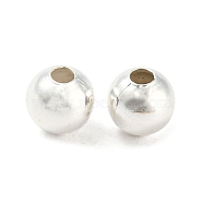 Brass Smooth Round Beads, Seamed Spacer Beads, Silver Color Plated, 4mm, Hole: 1mm(EC400-2S)