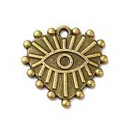 Tibetan Style Alloy Pendant Rhinestone Settings, Heart with Eyes, Antique Bronze, Fit For 2mm Rhinestone, 19x20x1.5mm, Hole: 1.5mm, about 476pcs/1000g(PALLOY-M198-34AB)