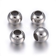 201 Stainless Steel Beads, with Rubber Inside, Slider Beads, Stopper Beads, Rondelle, Stainless Steel Color, 8x6mm, Hole: 1.2mm(STAS-O110-13P-B)