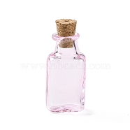 Rectangle Miniature Glass Bottles, with Cork Stoppers, Empty Wishing Bottles, for Dollhouse Accessories, Jewelry Making, Pearl Pink, 12x14x34mm(GLAA-H019-06G)