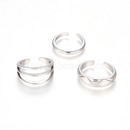 Brass Cuff Toe Rings, Stackable Rings, Mixed Style, Platinum, 13.5~14mm, 3pcs/set(RJEW-G100-11P)