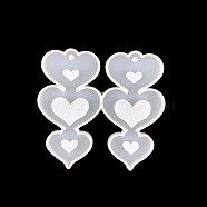 DIY Triple Pendant Silicone Molds, Resin Casting Molds, for UV Resin, Epoxy Resin Jewelry Makings, Heart, 70x75x4mm(PW-WG67406-05)