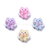 Opaque Cute Animal Resin Decoden Cabochons, Mixed Color, Bear with Wings, 12.5x9.5x7mm(RESI-B024-02A)