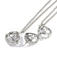 Brass Rhinestone Pendant Necklaces, Iron Rolo Chains, Heart, Platinum, 32.68 inch(83cm), Pendant: 38x33mm(NJEW-G089-16K-P)