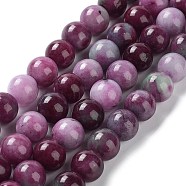 Dyed Natural Malaysia Jade Beads Strands, Round, Purple, 10mm, Hole: 1.2mm, about 18~19pcs/strand, 7.09~7.48 inch(18~19cm)(G-G021-01C-08)