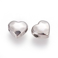 304 Stainless Steel Beads, Heart, Manual Polishing, Stainless Steel Color, 7.5x8.5x4mm, Hole: 1.5~1.6mm(STAS-O119-23P)