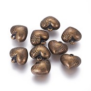 CCB Plastic Pendants, Heart, Antique Bronze, 17.5x19x11mm, Hole: 2mm(CCB-G006-010AB)