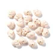 Halloween Silicone Focal Beads, Skull, Cornsilk, 21x16x20mm, Hole: 2.5mm(X-FIND-PW0005-01B)