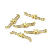 Rack Plating Brass Micro Pave Clear Cubic Zirconia Connector Charms, Real 18K Gold Plated, Long-Lasting Plated, Cadmium Free & Nickel Free & Lead Free, Letter Links, Letter.X, 6x25.5x2.5mm, Hole: 1.2mm(KK-C007-37G-X)