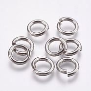 304 Stainless Steel Open Jump Rings, Stainless Steel Color, 18 Gauge, 11x2mm, Inner Diameter: 7mm(STAS-G174-03P)