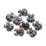 Halloween Translucent Resin Cabochons, Spider, Mixed Color, 10x9x3mm(RESI-D005-12)
