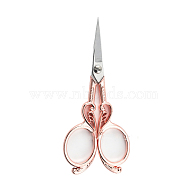 Stainless Steel Scissors, Alloy Handle, Embroidery Scissors, Sewing Scissors, Rose Gold, 115x48mm(SENE-PW0004-03D)