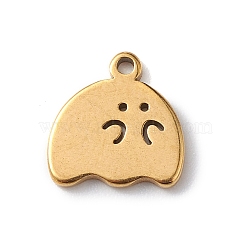 304 Stainless Steel Pendants, Ghost Charm, Golden, 10x9x1mm, Hole: 1mm(STAS-E190-02G)