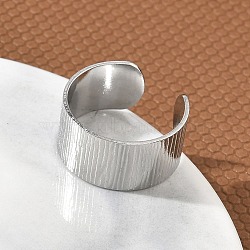 304 Stainless Steel Cuff Open Rings, Stainless Steel Color, 10mm, US Size 7 3/4(17.9mm)(RJEW-D357-02P)