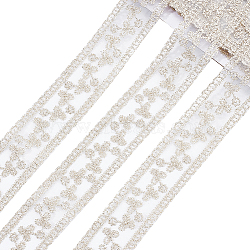Polyester Hollow Embroidered Lace Trim, Flower Pattern, Wheat, 1-1/2 inch(38mm), 10 yards/card(OCOR-WH0079-13A)