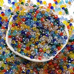 Glass Beads, Faceted, Rondelle, Mixed Color, 4x3mm, Hole: 0.4mm, about 820pcs/60g(EGLA-A034-SM4mm-61)
