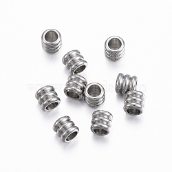 304 Stainless Steel Spacer Beads, Column, Stainless Steel Color, 4.5x5mm, Hole: 3mm(X-STAS-H376-58)