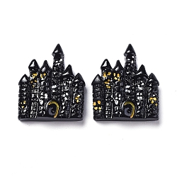 Halloween Theme Opaque Resin Cabochons, for Jewelry Making, Castle, Flat Back, Black, 27.5x23.5x7mm(X-RESI-D0003-17)