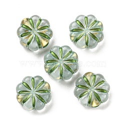 Plating Transparent Acrylic Beads, Golden Metal Enlaced, Flower, Pale Turquoise, 13x5mm, Hole: 3mm, 700pcs/500g(OACR-B013-23B)
