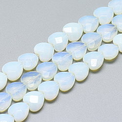 Opalite Beads Strands, Faceted, Heart, 10x10x5mm, Hole: 1.2mm, about 20pcs/strand, 7.4 inch(G-S357-E01-15)