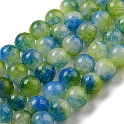 Natural Dyed Yellow Jade Beads Strands, Round, Olive Drab, 8.5mm, Hole: 1mm, about 46pcs/strand, 14.96''(38cm)(G-Q160-A01-01B)