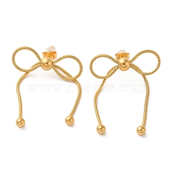 304 Stainless Steel Stud Earring, Bowknot, Golden, 42x31.5mm(EJEW-C075-04B-G)