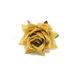 Alloy Rope Napkin Rings, with Plastic Artificial Rose Flower, Napkin Holder Adornment, Restaurant Daily Accessories, Glaze, Goldenrod, 80x67mm(AJEW-TAC0027-15)