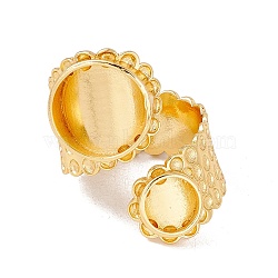 Brass Cuff Finger Rings Components, Flat Round Pad Ring Base Findings, Cadmium Free & Lead Free, Golden, US Size 11 3/4(21mm), 11~18.5mm, Big Tray: 14mm Inner Diameter, Small Tray: 8mm Inner Diameter(X-KK-G428-02G)